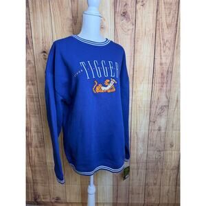 Vintage 90s Disney Winnie the Pooh Tigger Embroidered Sweatshirt Blue Size XL